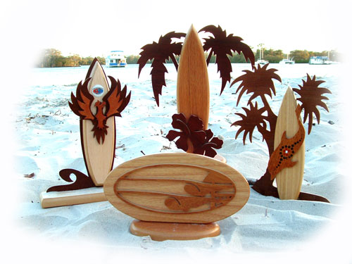 Some of the unique and original surf trophies produced by Driftwood Timber Surf Some of the unique and original surf trophies produced by Driftwood Timber Surf