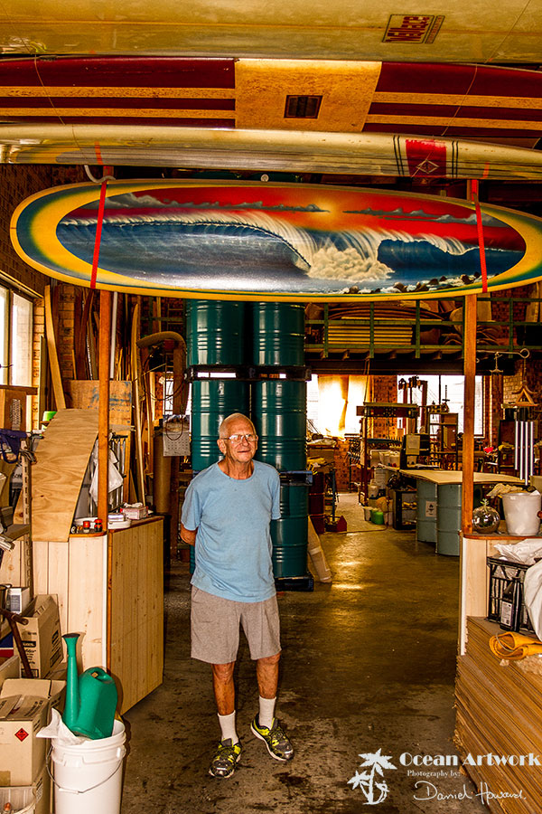 Graham and some old classics hanging in the roof of his factory